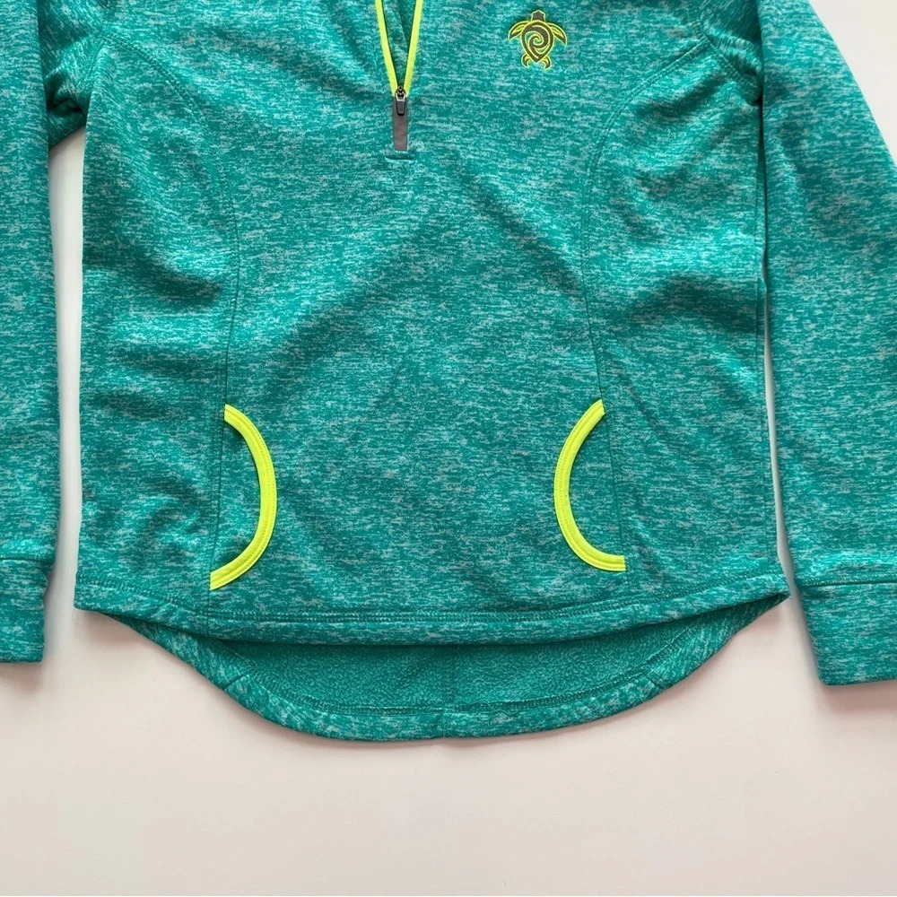 Coconut Creek Trading Co. Green Blue Turquoise Neon Quarter Zip Kanga Pocket - Picture 8 of 13